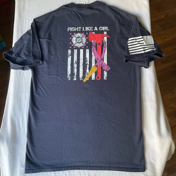 Port & Company Men Short Sleeve Tshirt size M,Blue,Fight Like A Girl Fire Rescue - Picture 9 of 9